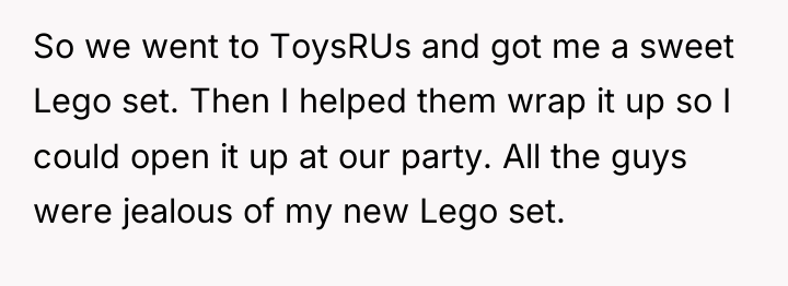 So we went to ToysRUs and got me a sweet...