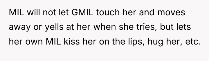 MIL will not let GMIL touch her and moves away...