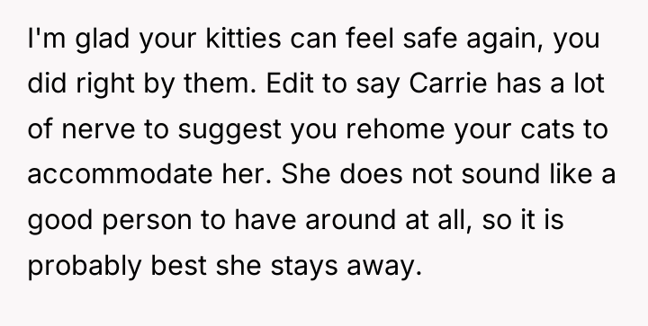 I'm glad your kitties can feel safe again, you did...