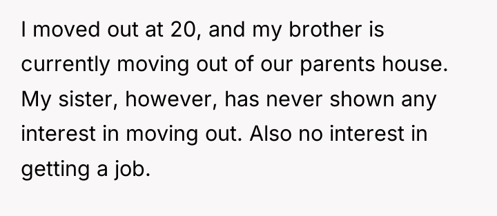 I moved out at 20, and my brother is currently...