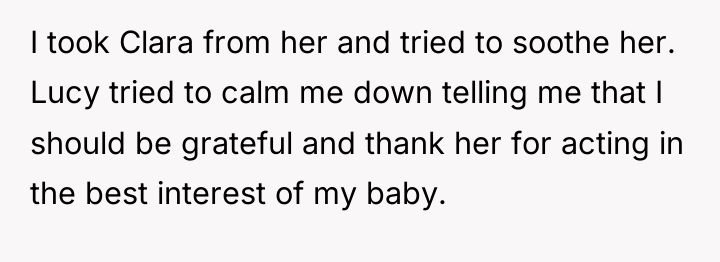 I took Clara from her and tried to soothe her....