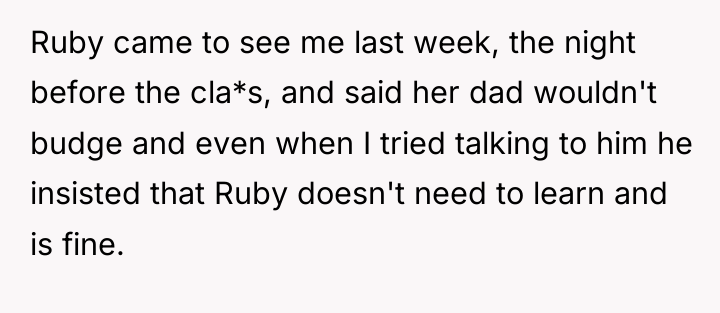 Ruby came to see me last week, the night before...