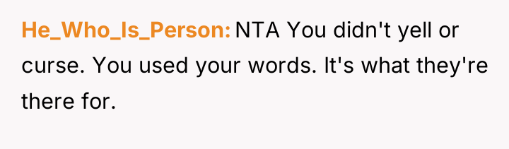 He_Who_Is_Person NTA You didn't yell or curse. You used your...