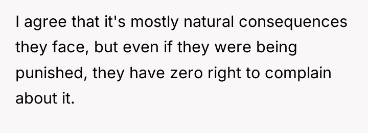 I agree that it's mostly natural consequences they face, but...