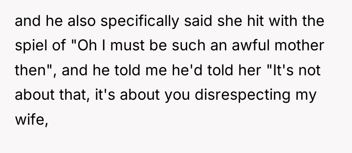 and he also specifically said she hit with the spiel...