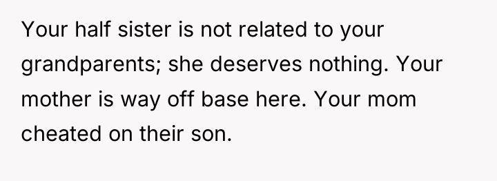 Your half sister is not related to your grandparents; she...