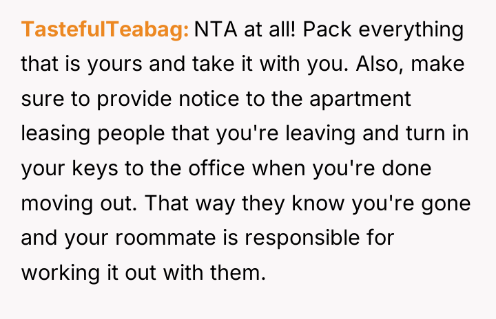 TastefulTeabag NTA at all! Pack everything that is yours and...