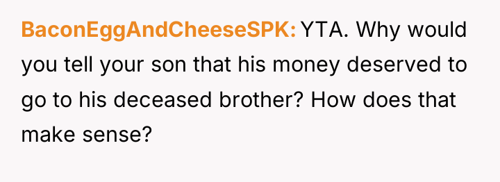 BaconEggAndCheeseSPK YTA. Why would you tell your son that his...