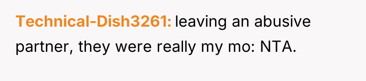 Technical-Dish3261 leaving an abusive partner, they were really my mo:...