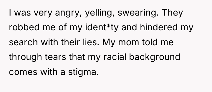 I was very angry, yelling, swearing. They robbed me of...