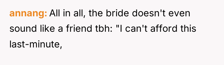 annang All in all, the bride doesn't even sound like...