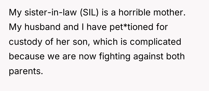 My sister-in-law (SIL) is a horrible mother. My husband and...