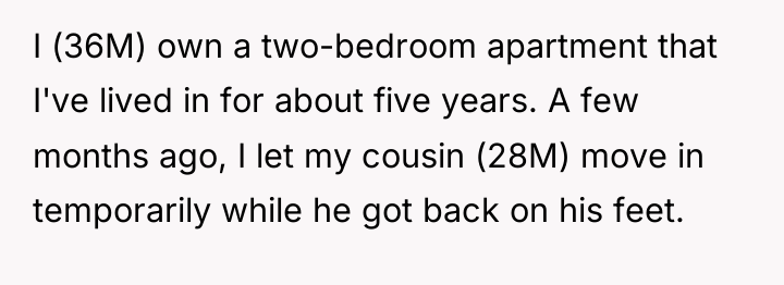 I (36M) own a two-bedroom apartment that I've lived in...