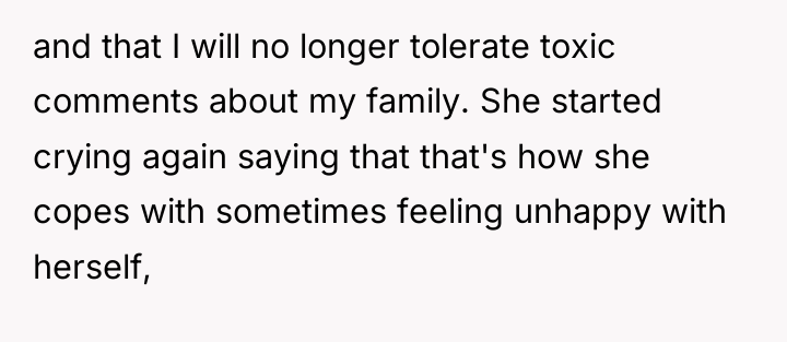 and that I will no longer tolerate toxic comments about...