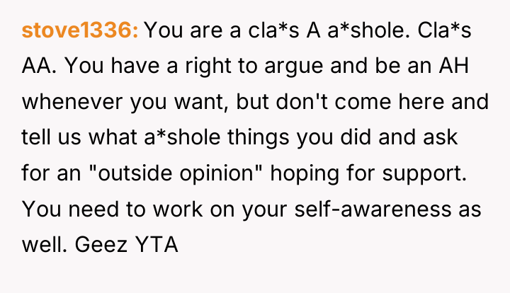 stove1336 You are a cla*s A a*shole. Cla*s AA. You...