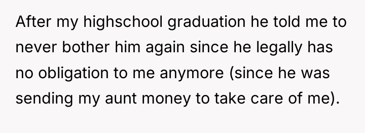 After my highschool graduation he told me to never bother...