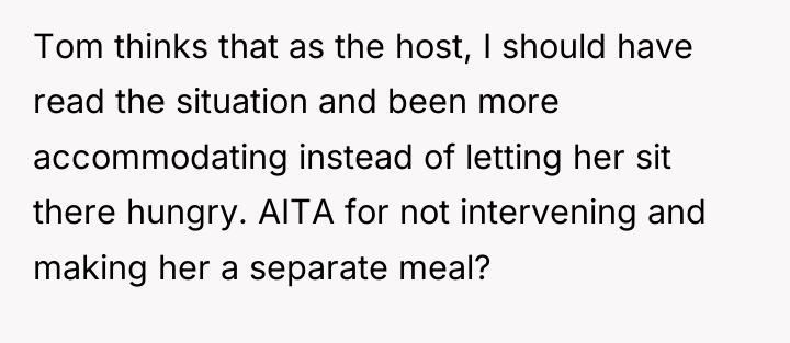 Tom thinks that as the host, I should have read...
