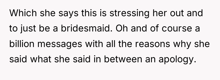 Which she says this is stressing her out and to...