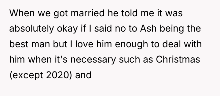 When we got married he told me it was absolutely...
