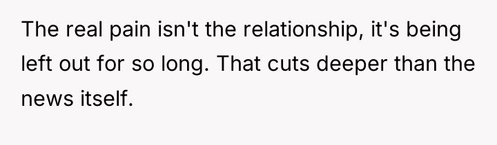 The real pain isn't the relationship, it's being left out...