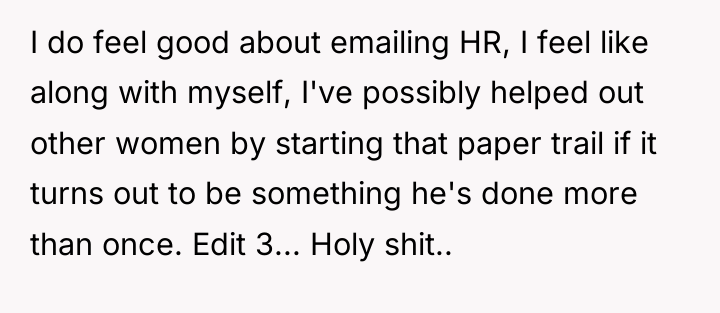 I do feel good about emailing HR, I feel like...
