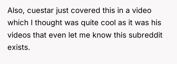 Also, cuestar just covered this in a video which I...