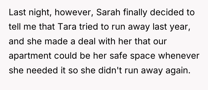 Last night, however, Sarah finally decided to tell me that...
