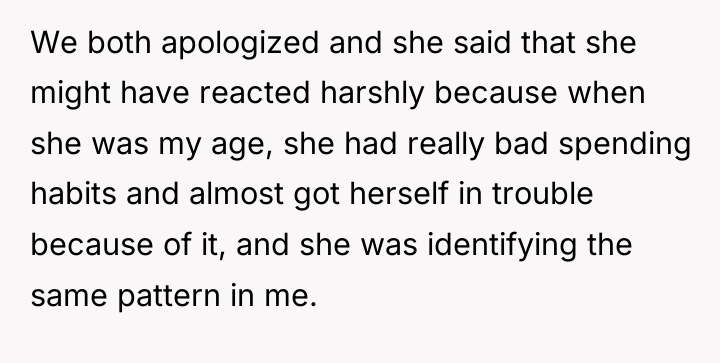 We both apologized and she said that she might have...