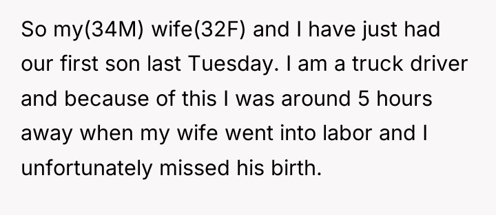 So my(34M) wife(32F) and I have just had our first...