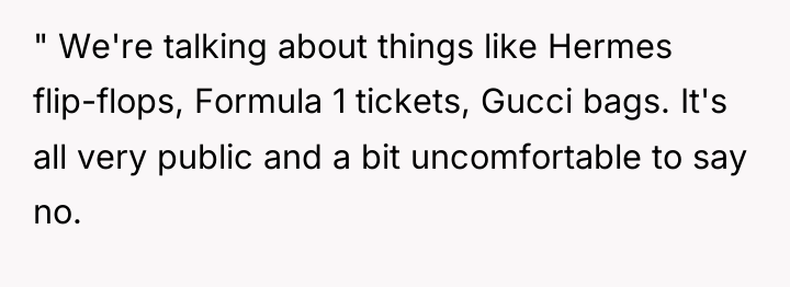 " We're talking about things like Hermes flip-flops, Formula 1...