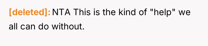[deleted] NTA This is the kind of "help" we all...