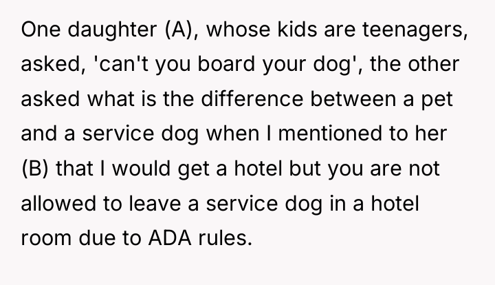One daughter (A), whose kids are teenagers, asked, 'can't you...