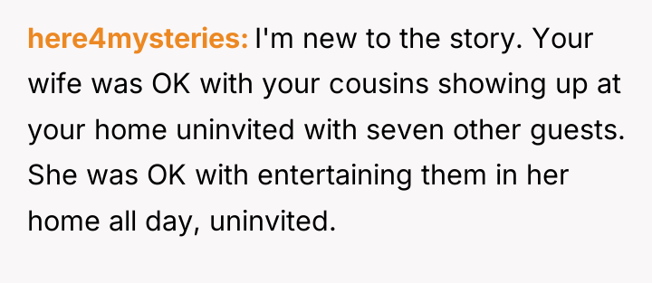 here4mysteries I'm new to the story. Your wife was OK...