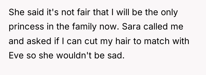 She said it's not fair that I will be the...