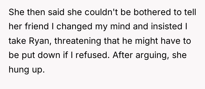 She then said she couldn't be bothered to tell her...