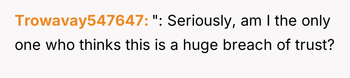 Trowavay547647 ": Seriously, am I the only one who thinks...