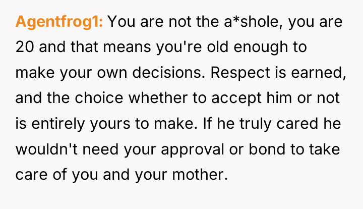 Agentfrog1 You are not the a*shole, you are 20 and...
