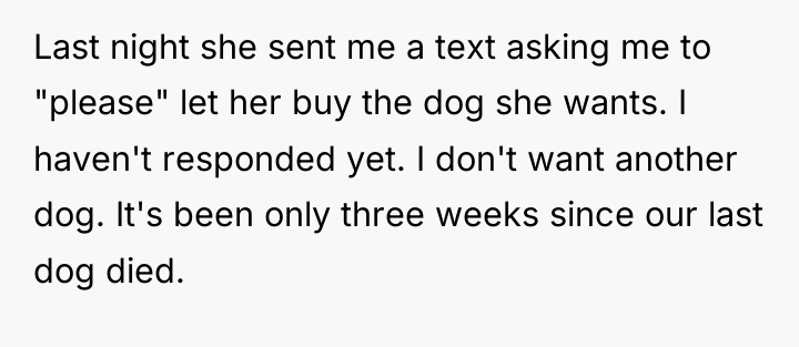 Last night she sent me a text asking me to...