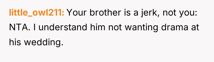 little_owl211 Your brother is a jerk, not you: NTA. I...