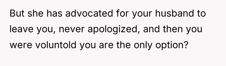 But she has advocated for your husband to leave you,...