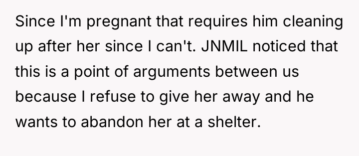 Since I'm pregnant that requires him cleaning up after her...