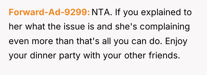Forward-Ad-9299 NTA. If you explained to her what the issue...