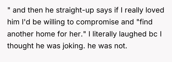 " and then he straight-up says if I really loved...