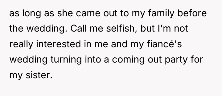 as long as she came out to my family before...