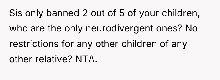 Sis only banned 2 out of 5 of your children,...