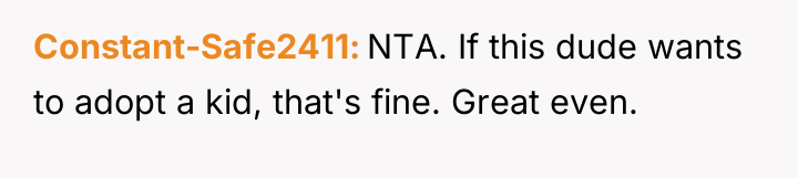 Constant-Safe2411 NTA. If this dude wants to adopt a kid,...