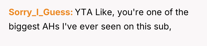 Sorry_I_Guess YTA Like, you're one of the biggest AHs I've...