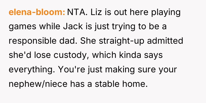 elena-bloom NTA. Liz is out here playing games while Jack...