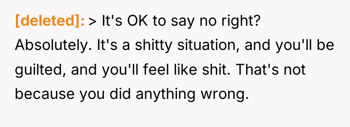 [deleted] > It's OK to say no right? Absolutely. It's...