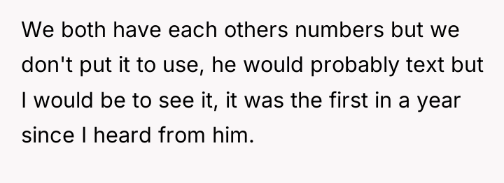 We both have each others numbers but we don't put...